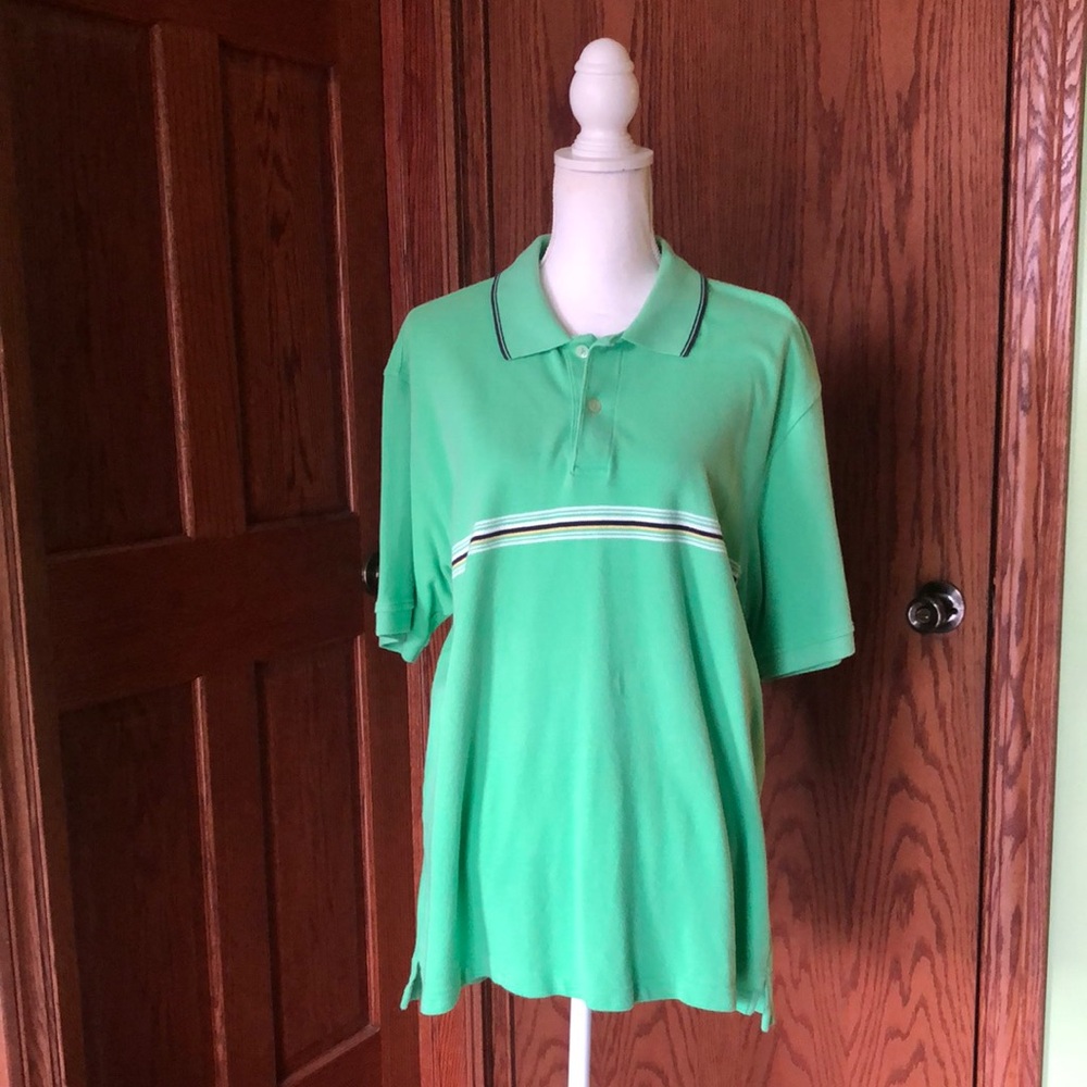 Green Polo Shirt with Stripes